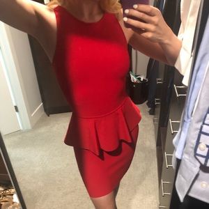 Bcbg red peplum dress